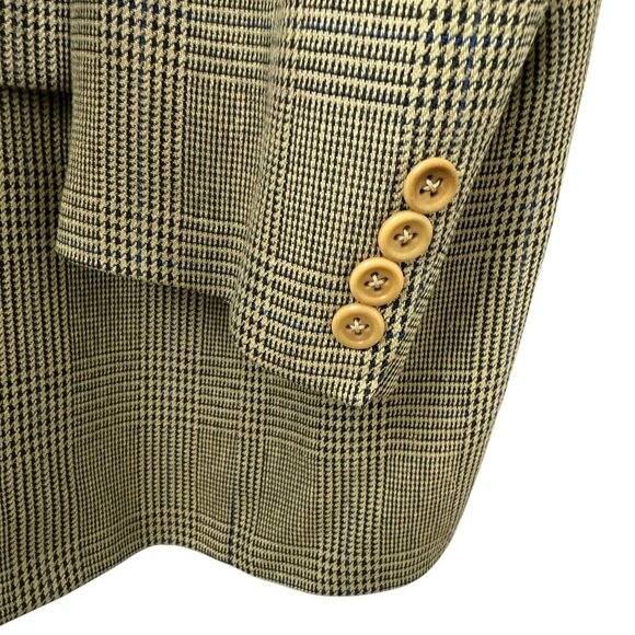 HUGO BOSS Corleone Blazer 44R Silk Wool Mens Sport Coat Yellow Black Check - Picture 12 of 16